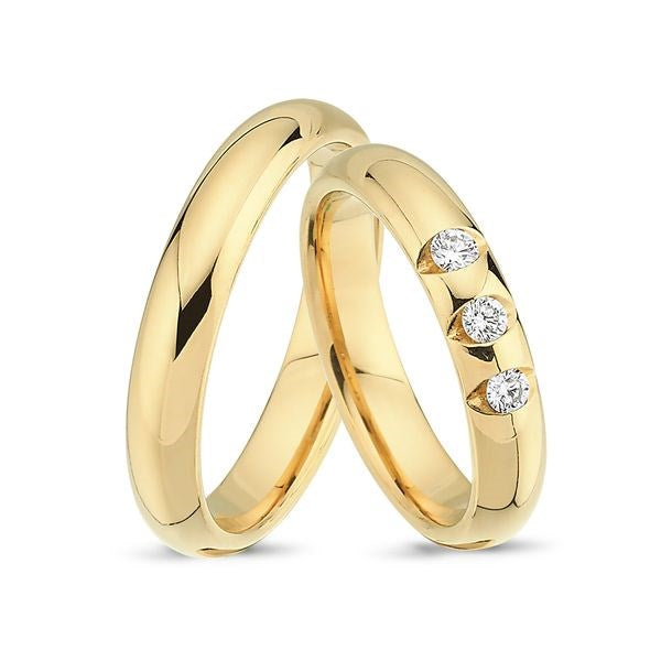 Eksklusive Nuran vielsesringe i 8 eller 14 karat guld med 3 x 0,08 ct diamanter